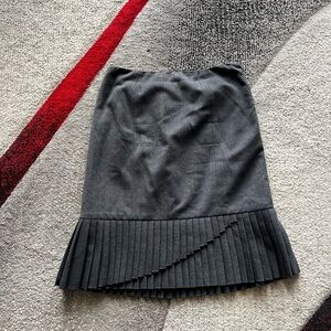 Etcetera Gray Wool Pleated Hem Pencil Skirt